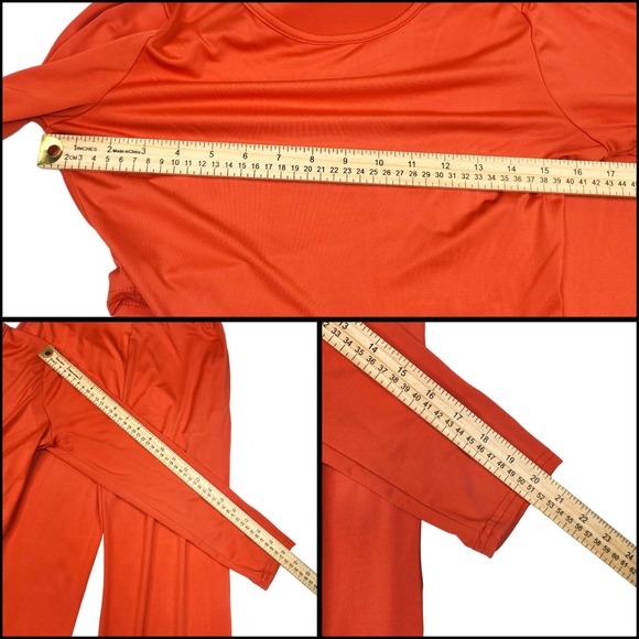 Red Satin Top Sweatpants Matching Set Womens Small Stretchy Cropped Top Wide Leg - Picture 5 of 6